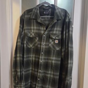 Carhartt Men's Green and Khaki Shirt